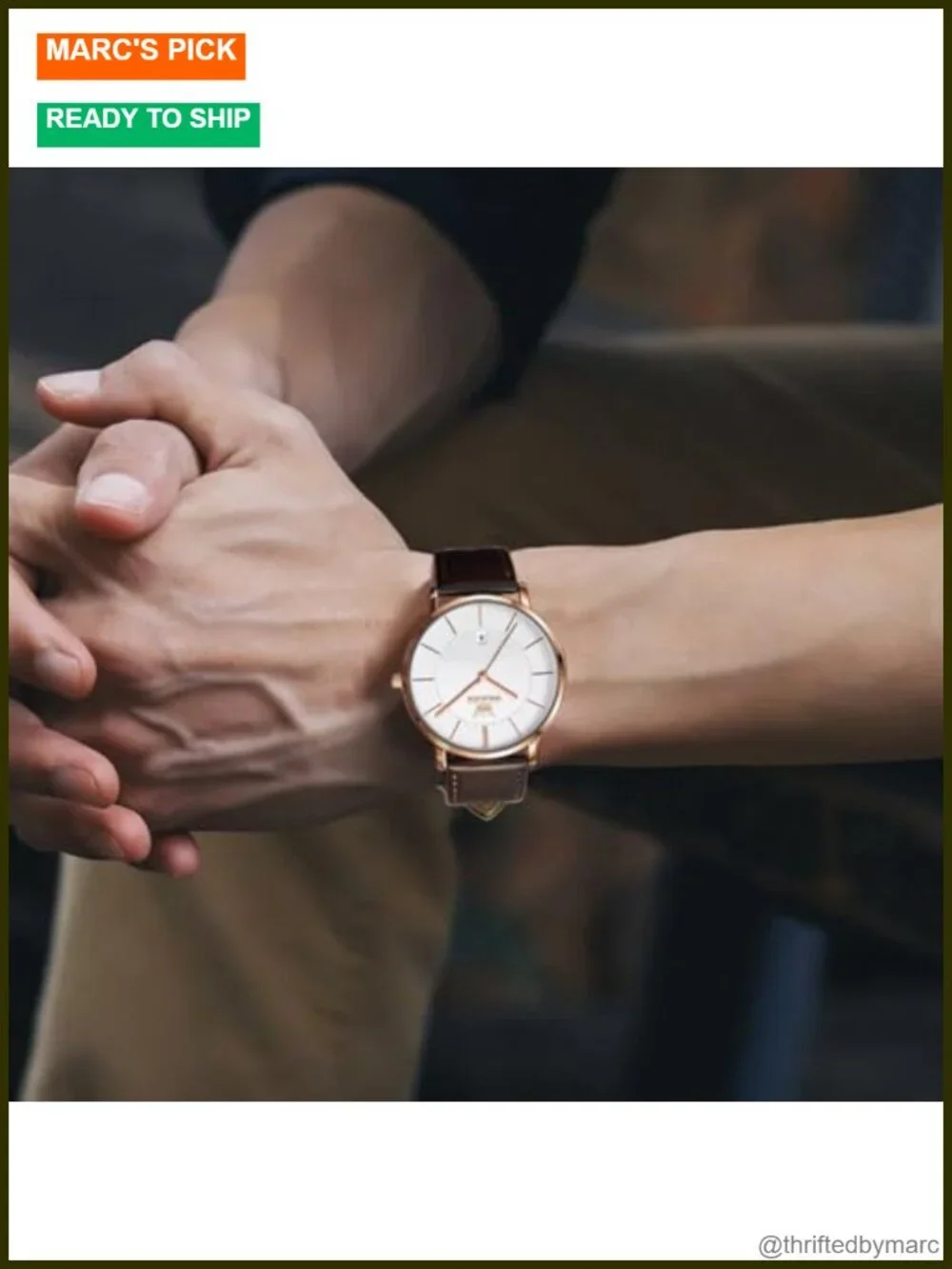 Ultra Thin Leather Watch for Men Dress Casual Minimalist Quartz Analog